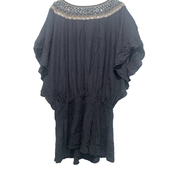 Miss June Paris Sequin Tunic Mini Dress S-XL Black Boho Y2K Embellished Smocke - Picture 2 of 16